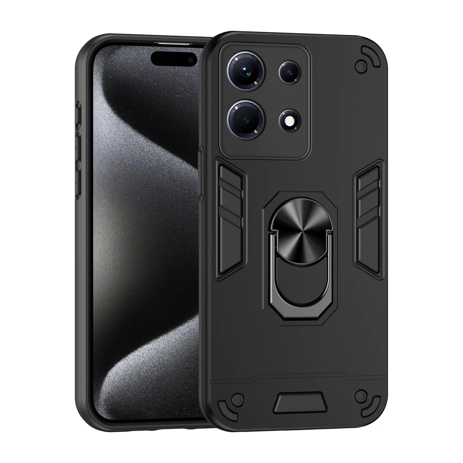 Rugged Armor Shockproof Case For Infinix Note 30 5G 30Pro 30VIP Magnetic Metal Ring Holder TPU Frame Hard Plastic Back Cover