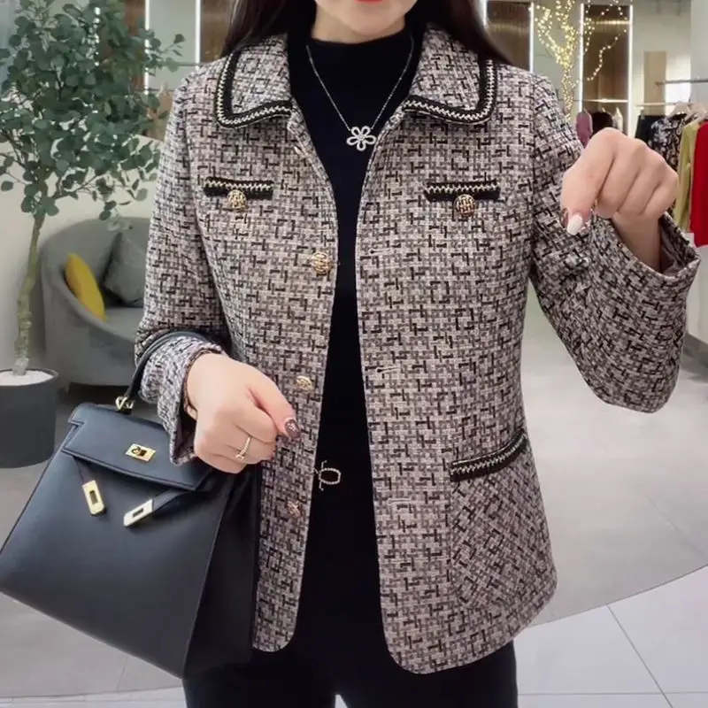 Autumn Small Fragrance Loose Coat Women New Foreign Style Age Reducing Belly Covering Coat Mother\'s Coat Female Woolen Jacket