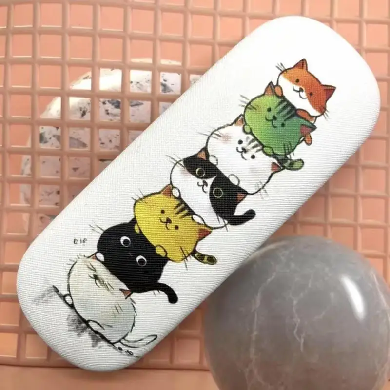 New 1Pcs Stylish Convenient Sunglasses Storage Box Cute Round-Headed Cat-Themed Contact Glasses Case For Storing Prescription