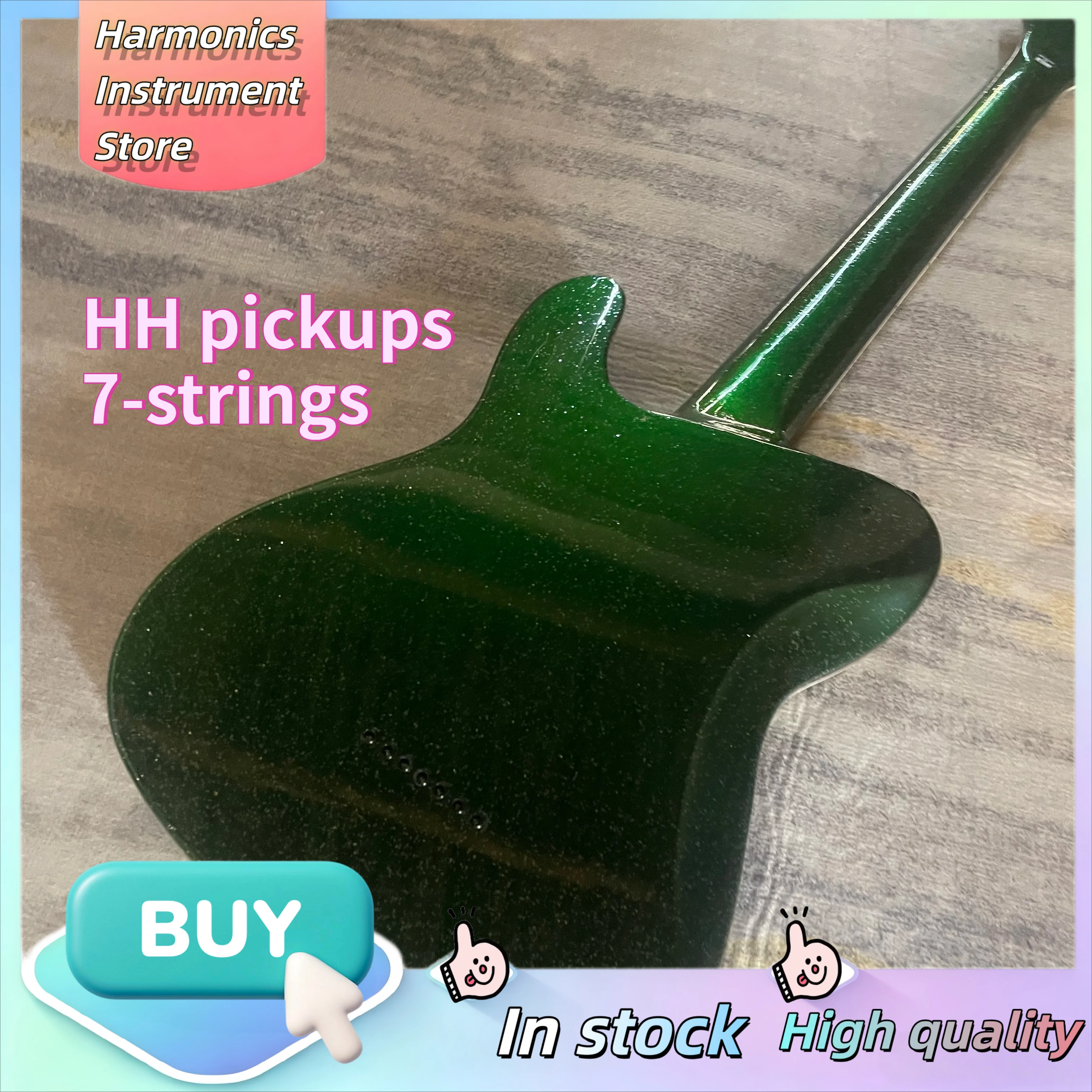 2002 Green Sparkle 7-String Custom Tele Electric Guitar Passive HH Pickups Metal Core Performance  Djent Drop view 5