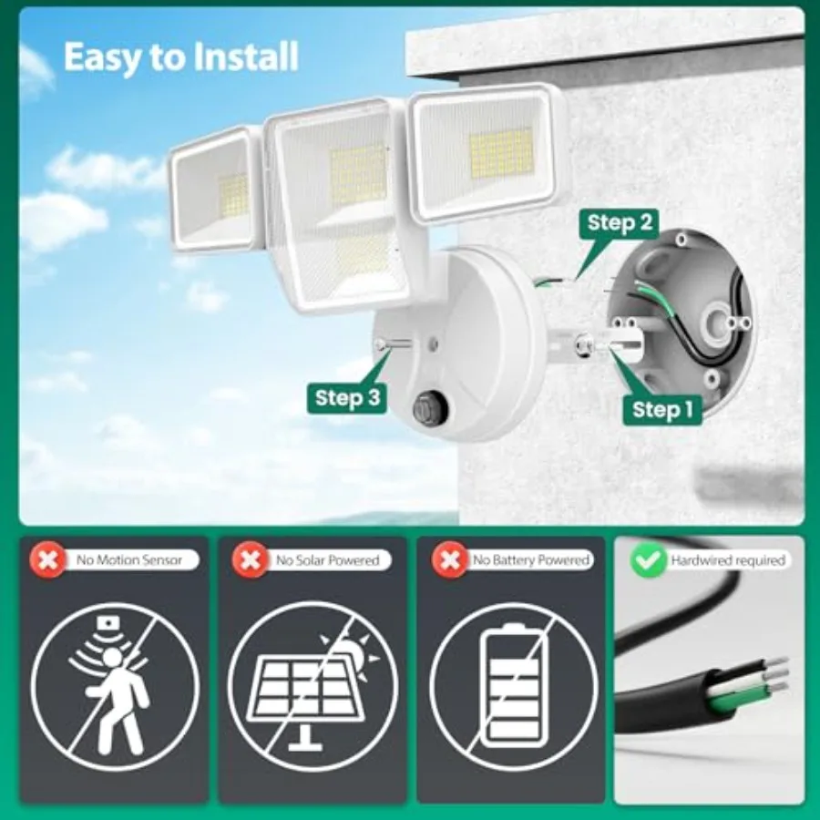 70W Dusk to Dawn Flood Lights Outdoor Lighting, 7000LM Dusk Till Dawn Floodlight, 4 Heads LED Security Light with Photocell, IP