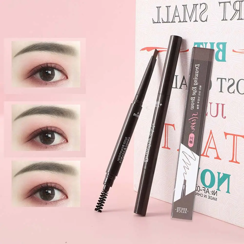 دوران تلقائي مع فرشاة برأسين بني أسود معززات الحواجب قلم حواجب ناعم قلم تحديد العيون