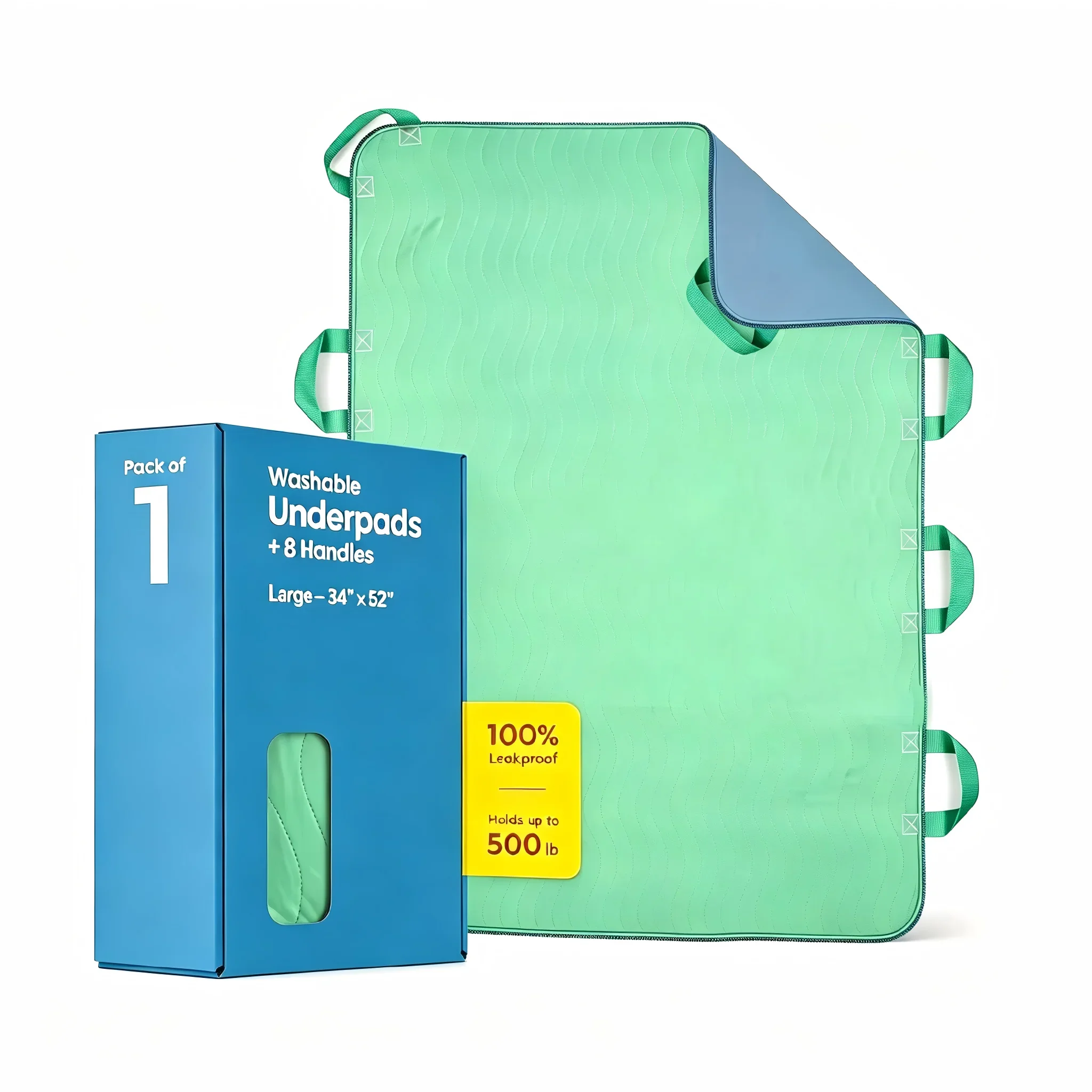 Reusable Incontinence Underpads with 8 Handles,Waterproof Bed Positioning Pad,Quick Dry & Leakproof ,for Bedridden Patient Care