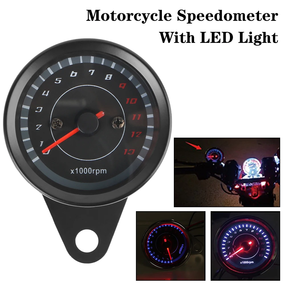 Motorcycle Speedometers Moto Parts Modified Odometer Motobike Accessory Machinery Tachometer With LED Light Universal