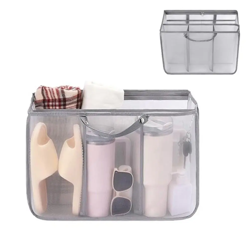 

Sandproof Beach Tote Organizer Insert Breathable Handle Buckle Mesh Storage Bag Large Capacity Transparent Insert Divider Pouch