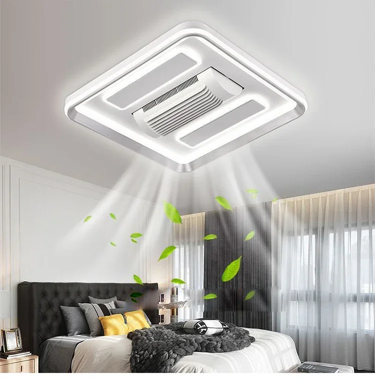 New Ultrathin Bladeless Ceiling Fan With Lights Remote Control 50/110cm Square Fan Lighting Living Room Bedroom Led Ceiling Fan