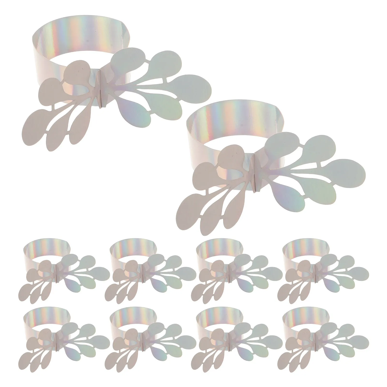 50Pcs Shimmering Paper Napkin Rings Floral European Style Disposable Serviette Buckles Wedding Napkin Rings Bulk Fancy Table