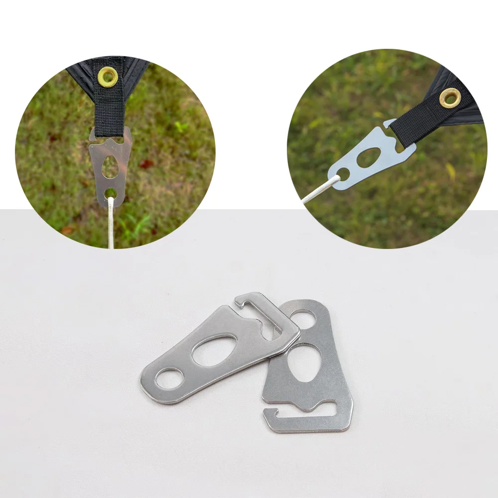 Stainless Steel Tent Backpack Hooks Aluminum Alloy Rope Tensioner Camping Tent Line Adjuster Windproof Canopy Rope Slider