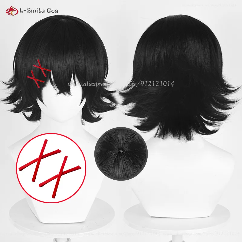 Anime Juzo Suzuya parrucca Cosplay 35cm corto nero/bianco parrucche Unisex forcine capelli sintetici resistenti al calore parrucca di Halloween + parrucca Cap