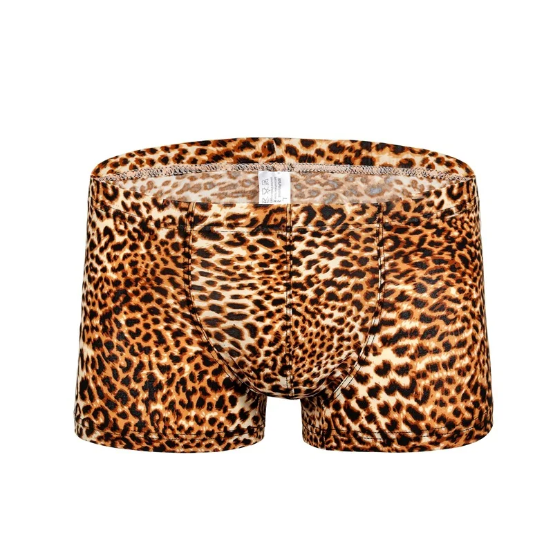 Men's Bulge Boxy Underwear Leopard Print Boxer Briefs Low-Rise Sexy Fashion Comfortable Breathable Trunks