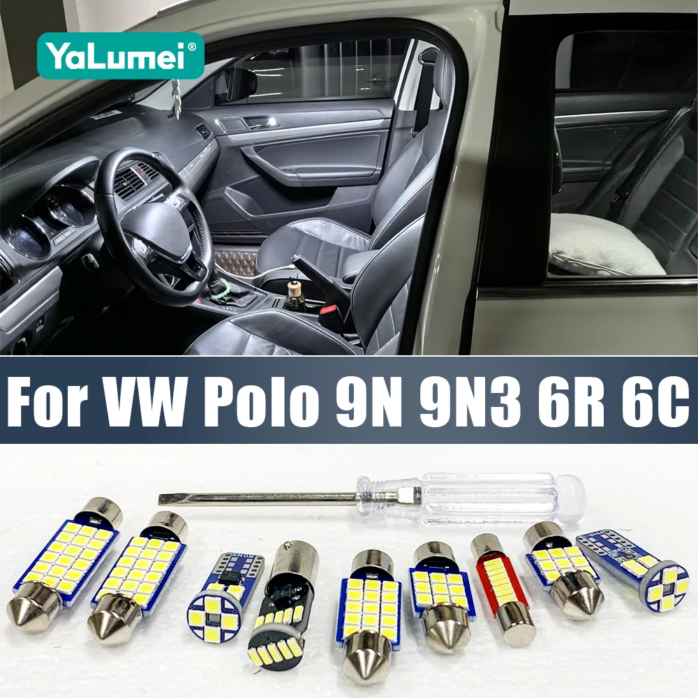 

For Volkswagen VW POLO 9N 9N3 6R 6C 2002-2016 2017 Car LED Bulbs Interior Reading Lamp Vanity Mirror Trunk Light Accessories
