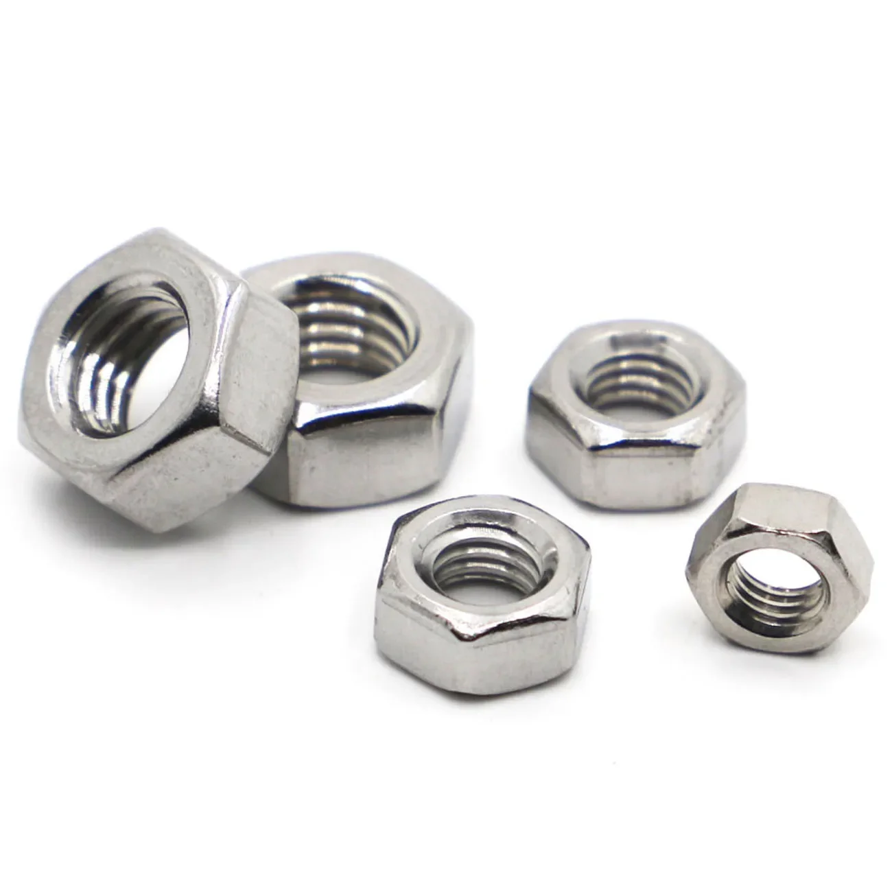 DIN934 M1 M1.2 M1.4 M1.6 M2 M2.5 M3 M4 M5 M6 M8 M10 M12 M16 M20 304 Stainless Steel Hex Nut Hexagon Nuts Metric For Screws Bolts