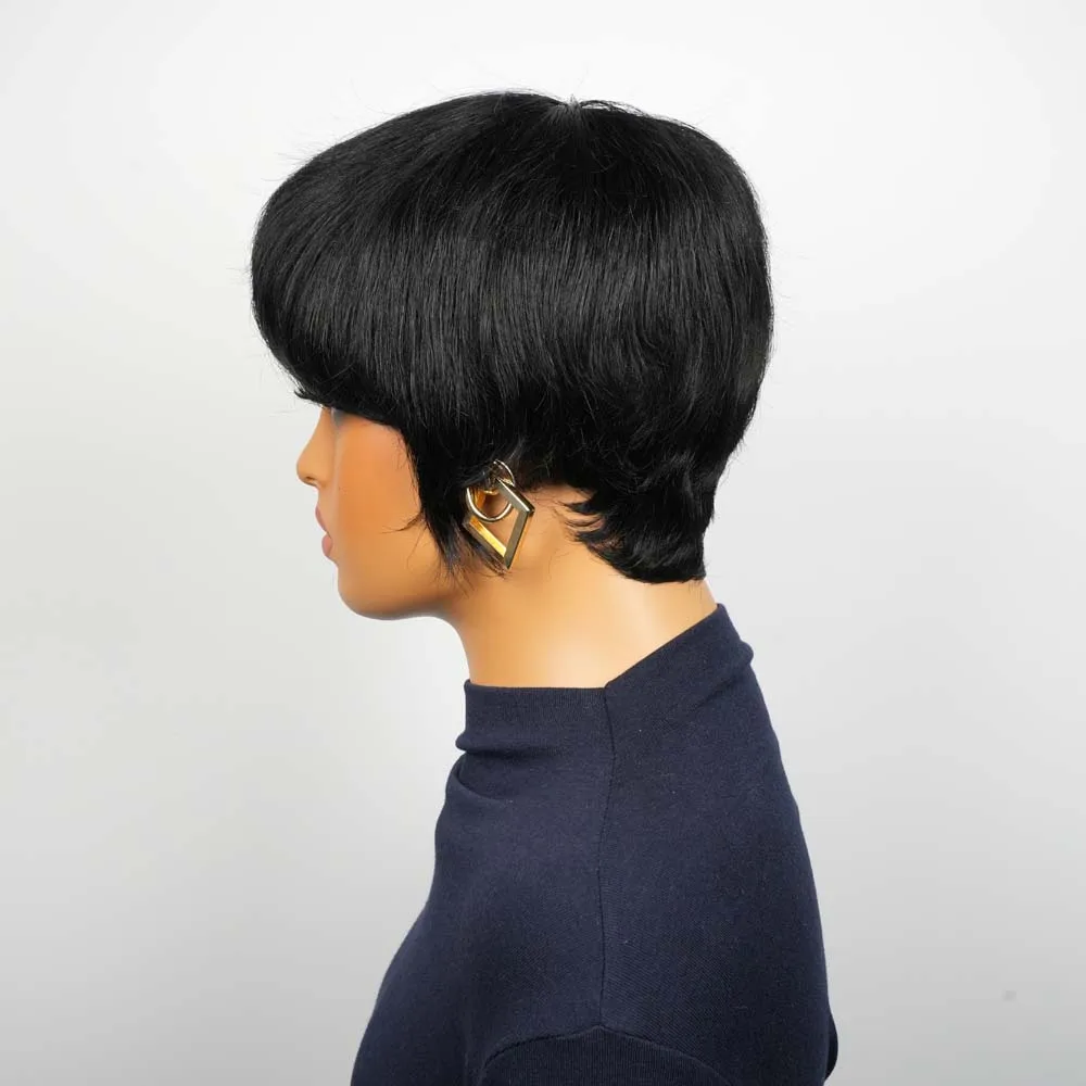 Parrucca Pixie Cut Capelli umani Parrucca corta alla moda Bob Parrucche diritte fatte a macchina per capelli umani per donne nere