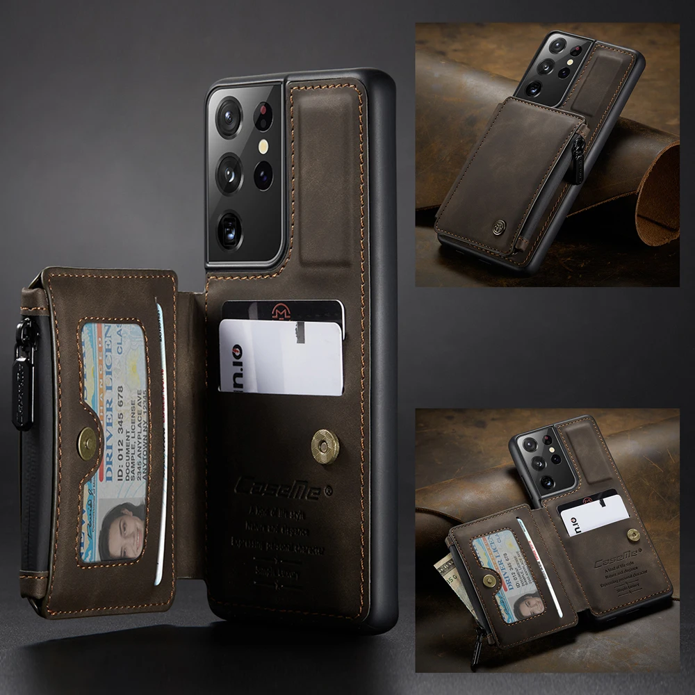 

Caseme For Samsung Note20 Ultra S22 S21 S20 Ultra/s21 S22 S20 S10 S8s9 Plus S21/s20 Fe Leather Case Card Cash Slot Rfid Blocking