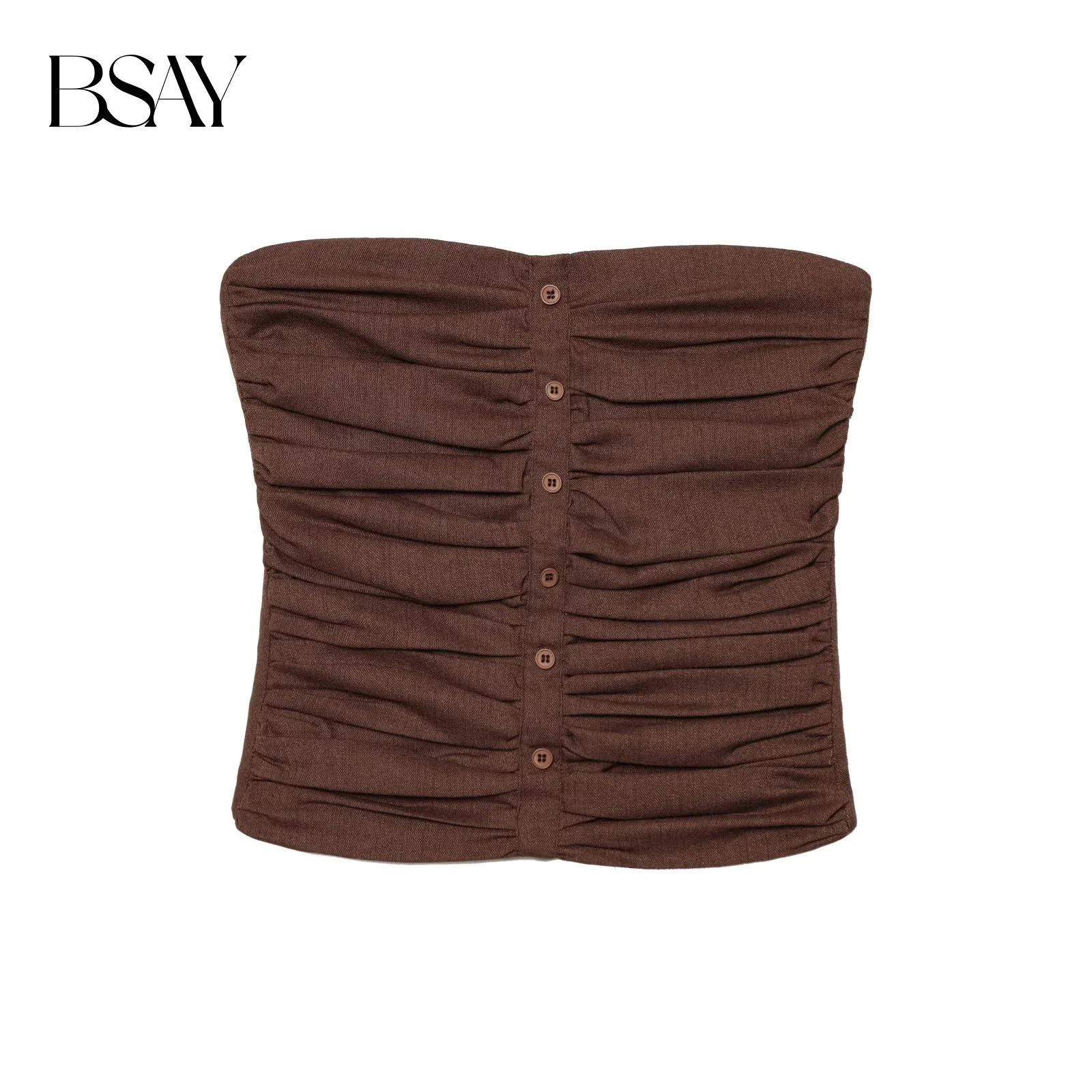 BSAY Top für Frauen Mode Sommer Einreiher Liebsten Plissee Elastische Enge Korsett Weste Tank Chic Damen Crop Tops Mujer