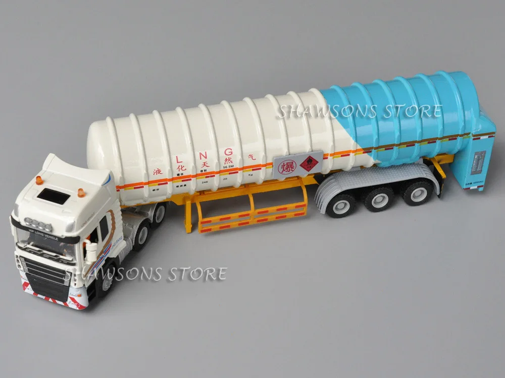 1:50 Scale Diecast Model Tanker Truck Toys Tractor With Gas Tank Semi-Trailer Miniature Replica