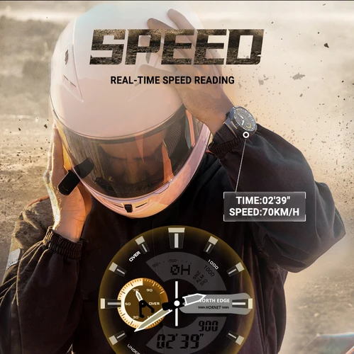 Imagen 2 del producto Reloj Digital NORTH EDGE HORNET para hombre, relojes deportivos para correr y ciclismo, reloj de pulsera con iluminador de velocidad y hora mundial resistente al agua hasta 50M
