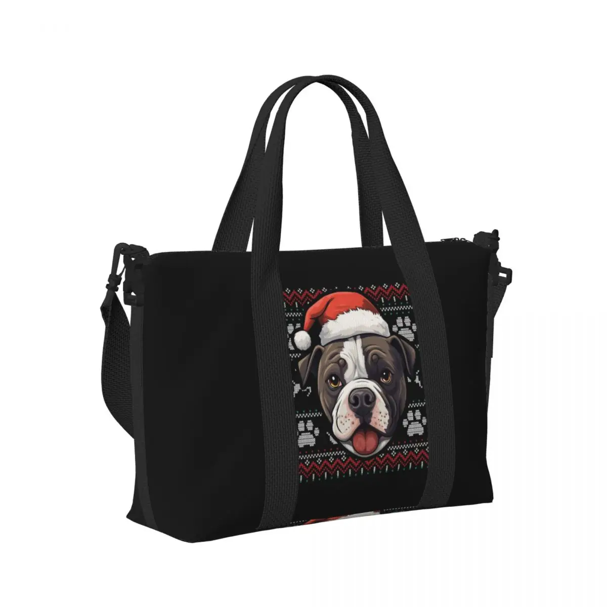 

Staffordshire Bull Terrier Dog Ugly Christmas Beach Travel Bag Large Capacity Tote Bags for Sport Shopping Duffle Shoulder Bag