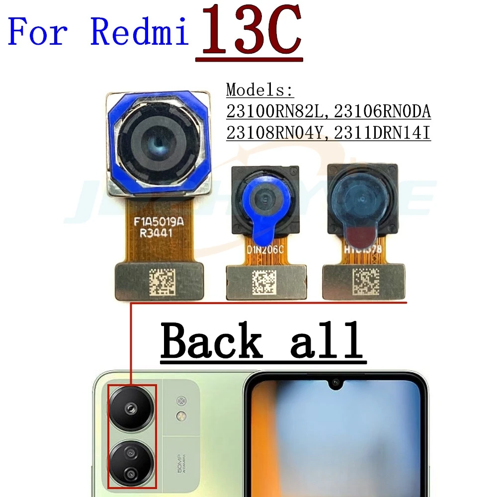 Front Back Camera Module For Xiaomi Redmi 13C Backside Selfie Frontal Facing Rear Camera Flex Cable For Redmi 13C