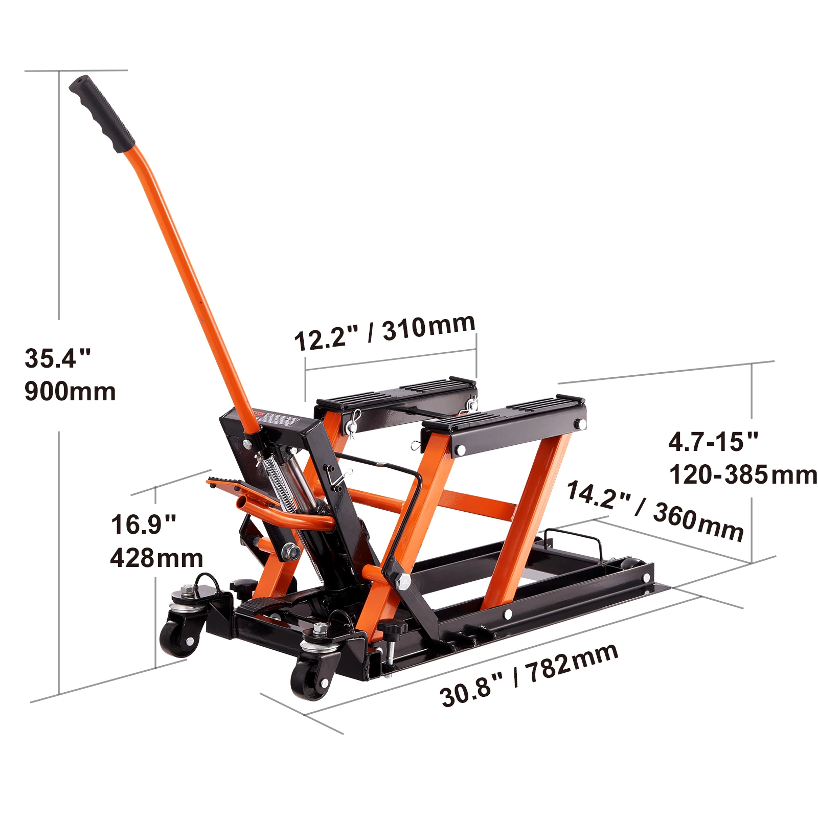 SucceBuy Motorfiets Lift 350/1100/1500 LBS Capaciteit Motorfiets Schaarlift Jack met Brede Dek & Veiligheidspin voor fietsen Motoren