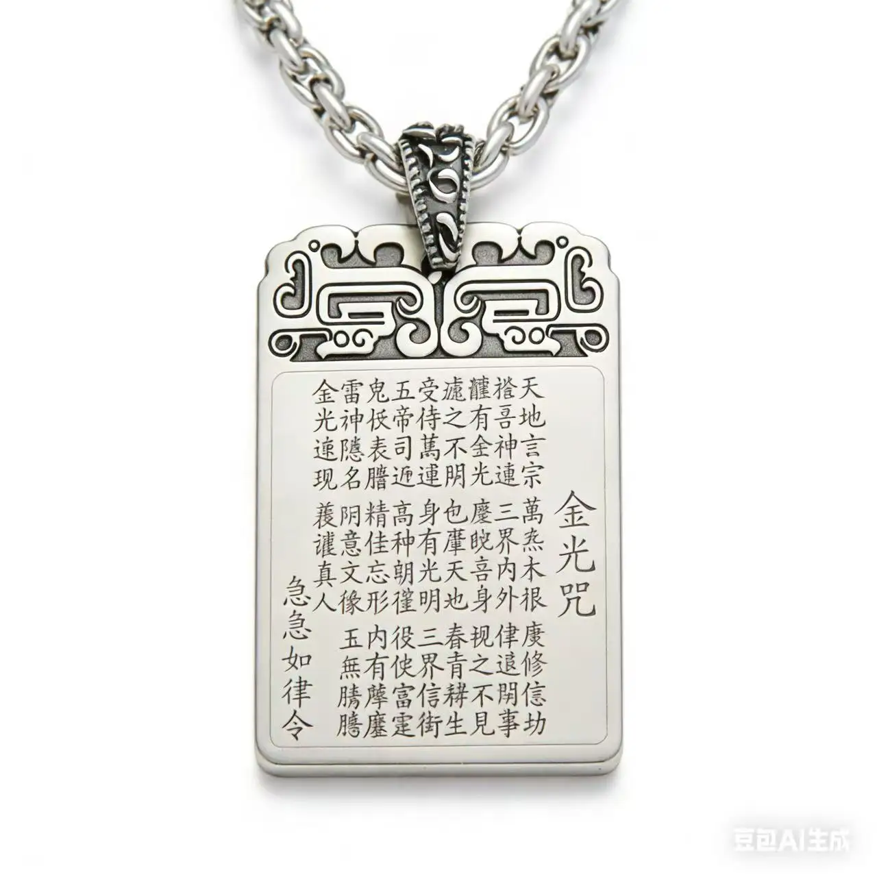 Blessing Golden Light Curse Card Pendant Men Jewelry Retro Ethnic Style Mythical Beast Taotie Necklace Male Accessories