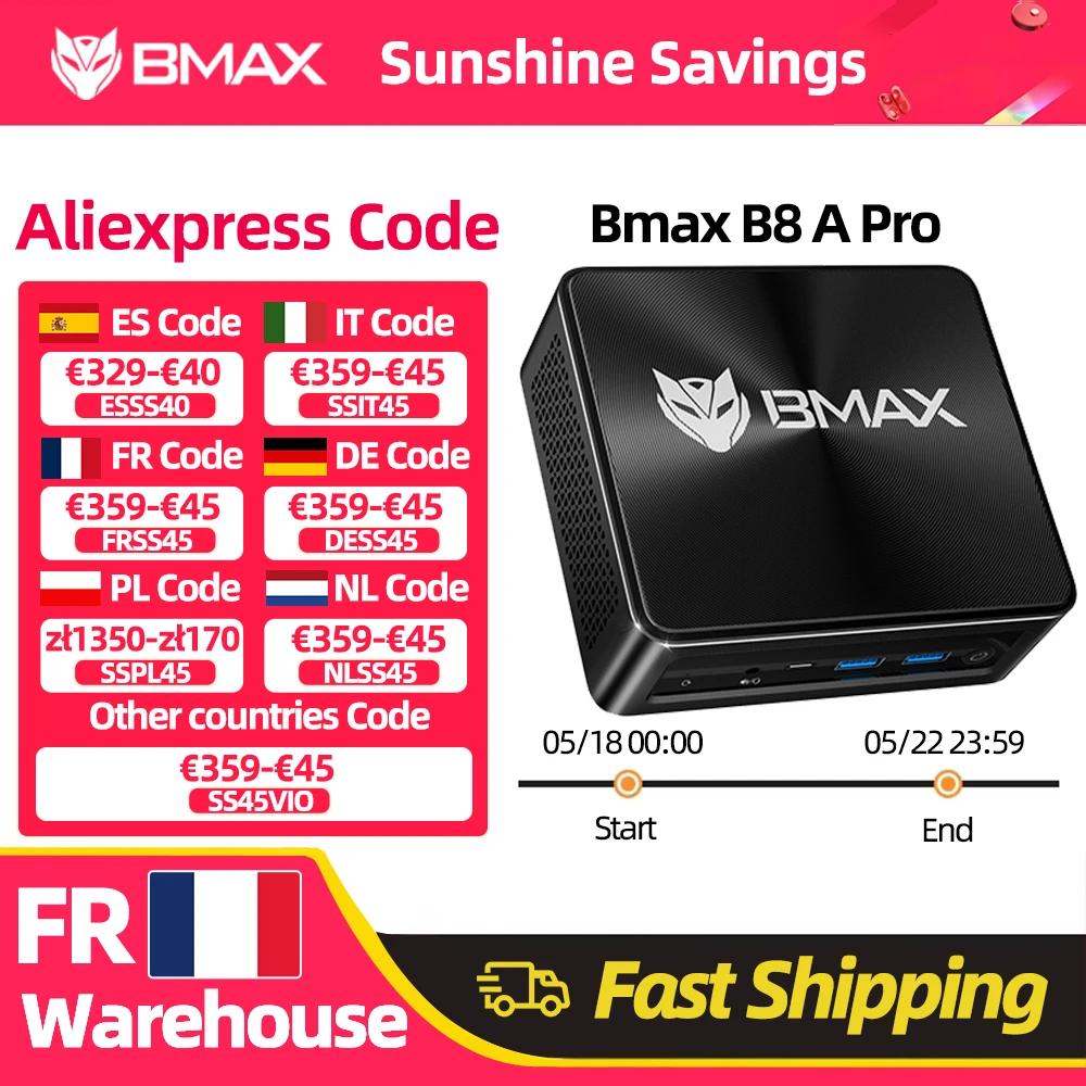 Ordinateur portable Bmax B8 A Pro, processeur AMD Ryzen 7 8745Hs, carte graphique AMD Radeon 780M, 16 Go de RAM, 512 Go de SSD, Windows 11, Wifi, Bluetooth, USB, HDMI, Type-C, DP