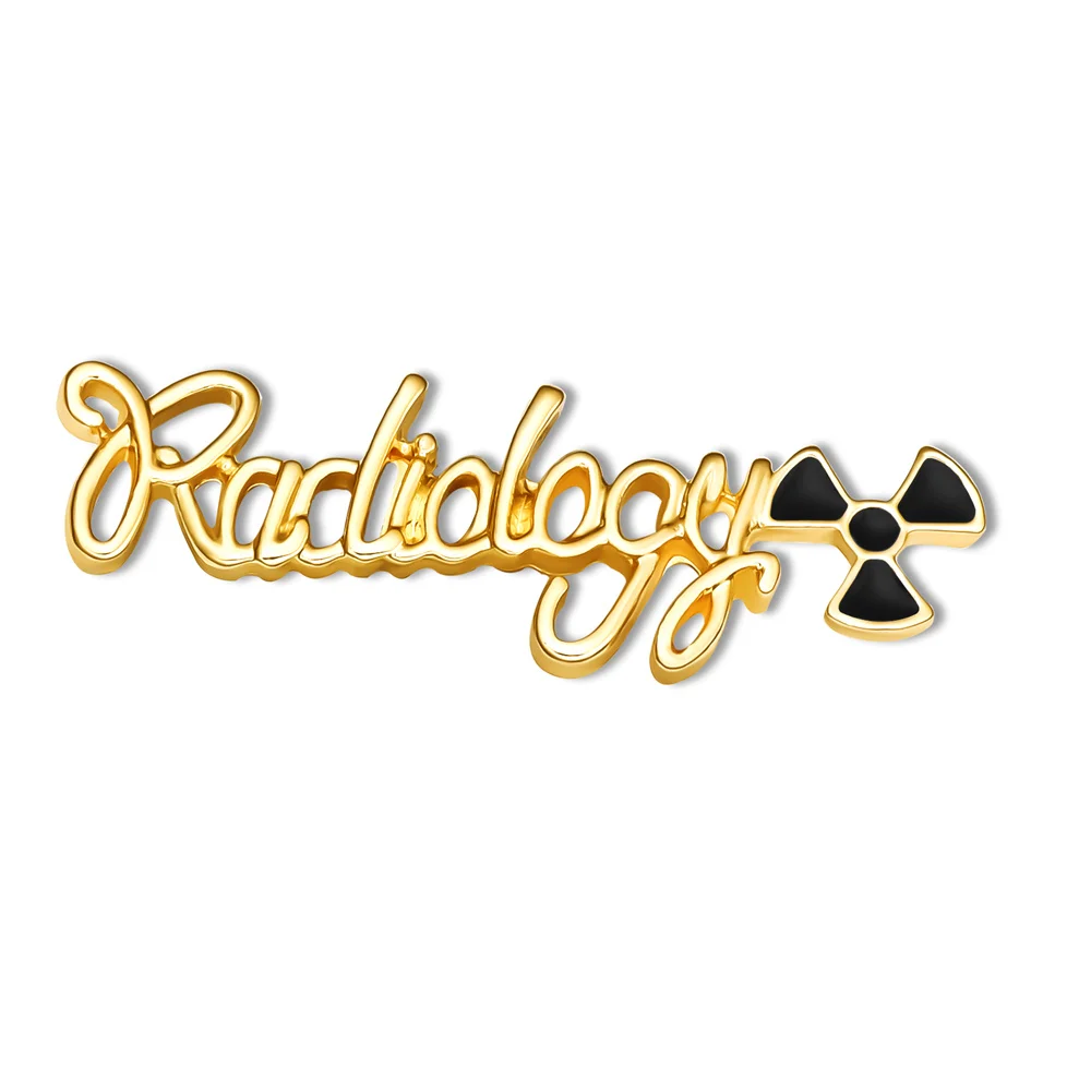 Radiology Enamel Pin Classic Delicate Medical Gold Plated Lapel Badge for Doctor Nurse Friends Jewelry Gift