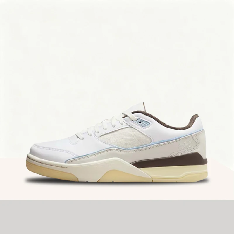 Nike Jordan FLIGHT COURT Comfortable and stylish low-top retro basketball shoes for men in light beige color IB8858-141