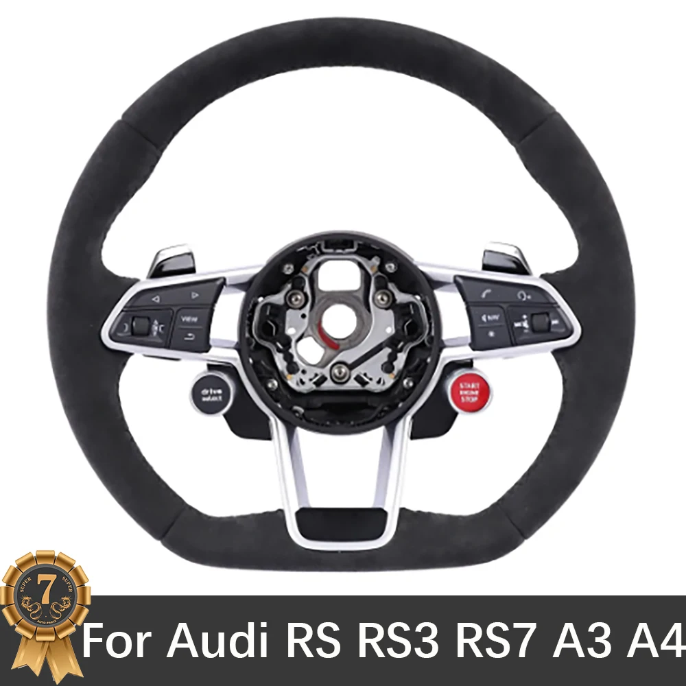 

Кожаный руль для Audi RS RS3 RS7 A3 A4 A5 A7 Q7 TT TTS R8, алькантара, усовершенствованная система рулевого управления с лопастями, аксессуары для сборки