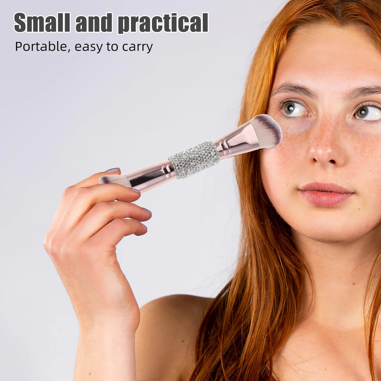 Make-up-Pinsel, doppelseitig, mit Strass besetzt, weiche Borsten, Foundation, Puder, Rouge, Kontur, professionelles Schönheitswerkzeug für Damen