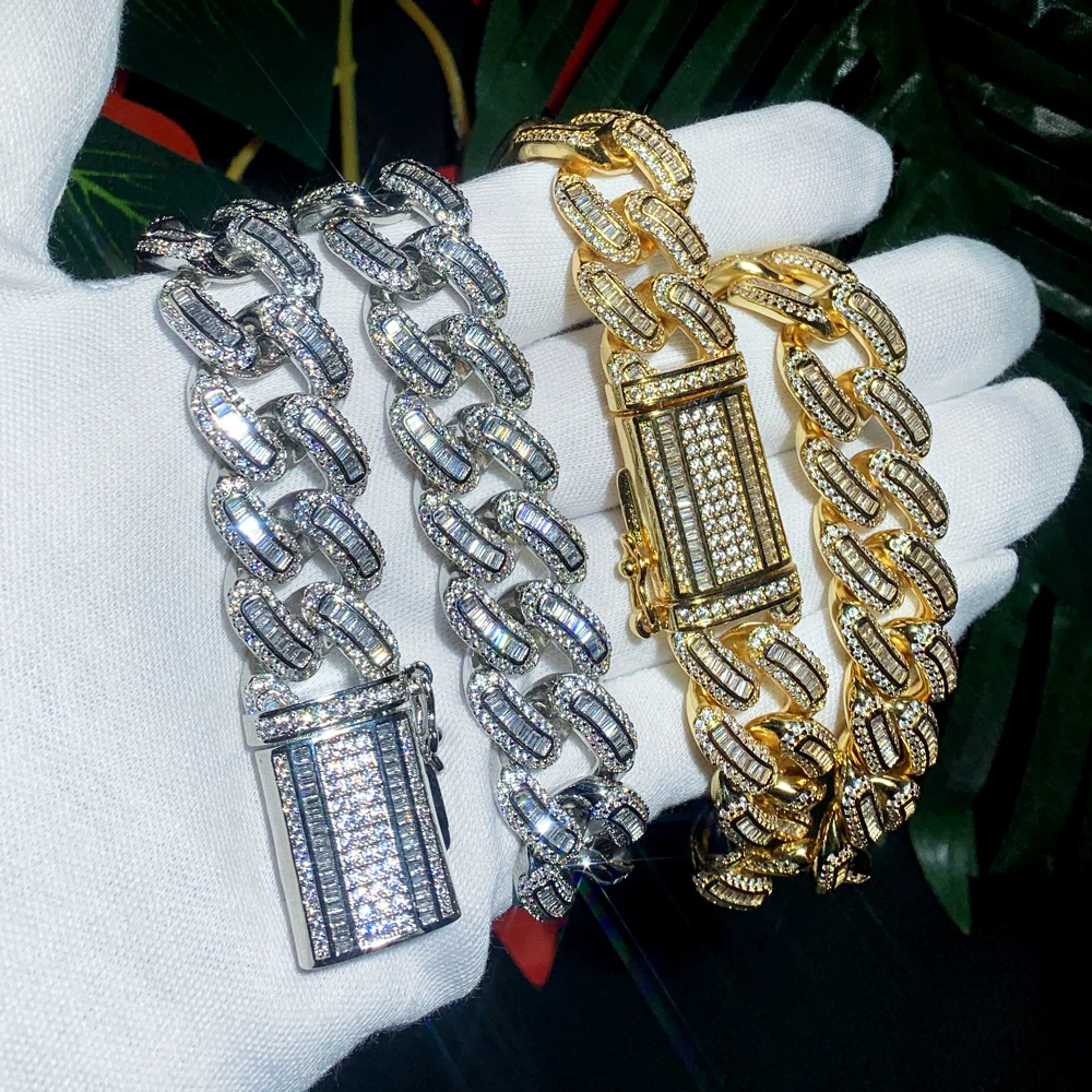 

High Quality 18MM Maimi Cuban Link Chain Necklace Iced Out Bling Cubic Zircon CZ Paved Hip Hop Women Men Jewelry Gift