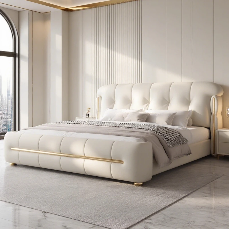 180x200cm Italian style Double bed frames luxury king size twin Double Soft Package Wedding Bed Headboard bedroom furniture