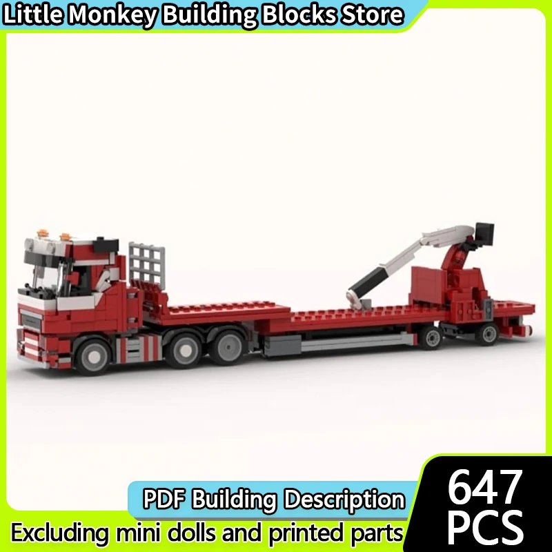 

City Car Model MOC Building Bricks FH3 Truck With Crane Trailer Modular Technology Children Holiday Gifts Assemble Toys Suit