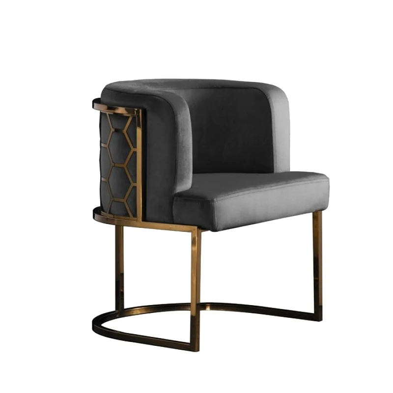 سعر المصنع بالجملة مطعم مقهى الأثاث مطعم الذهب معدن المخملية الوردي كرسي طعام غير رسمي #5