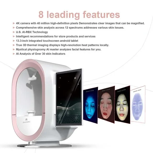 Factory price 2024 AI 3D skin analyzer facial scanning diagnosis analysis  salon customer development sales machine OEM ODM