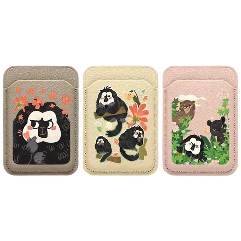 

Cartoon Leather Card Holder Magnetic Card Case for IPhone Samsung Galaxy