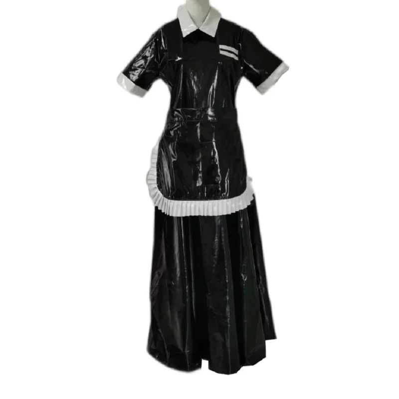 Sissy Maid PVC Women's Black Heavy Work Dress Square Neck Long Dress Cross Dress Customization BS3111