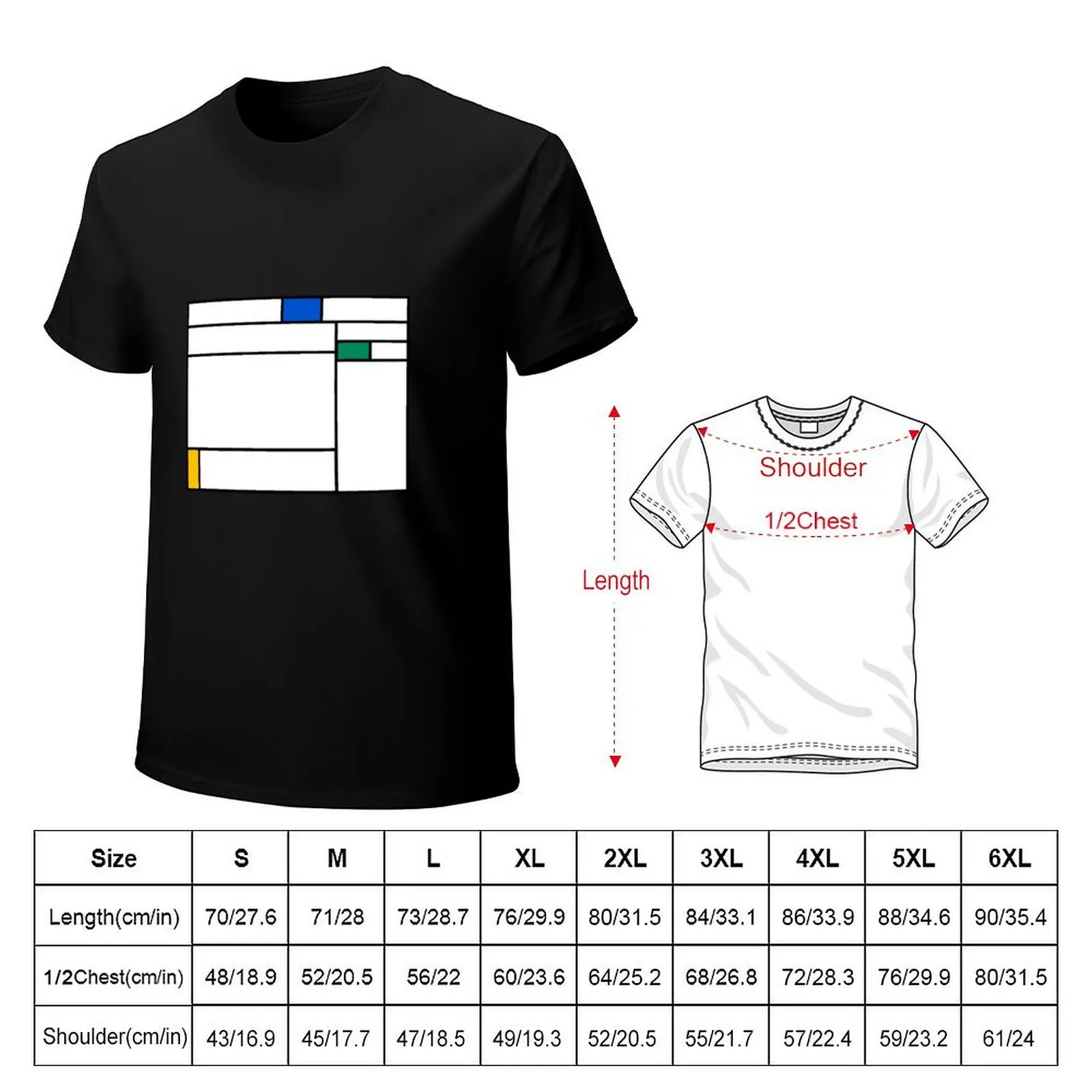 Issue Extraction: Mondrian T-Shirt Modern Print Casual T-Shirt