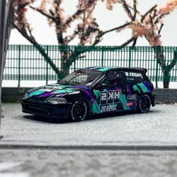 StreetWeapon 1/64 Honda CIVIC EG6 HKS, coche de aleación pintado, modelo de colección, decoración