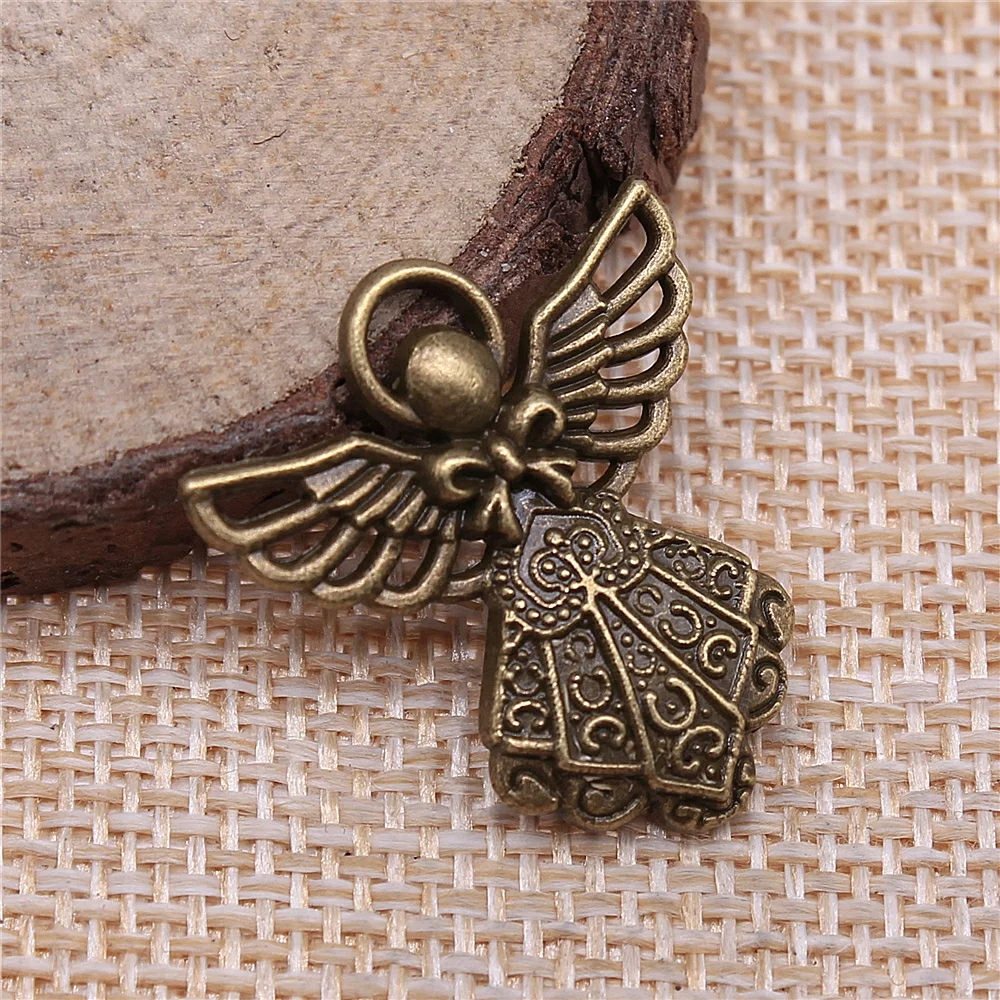 Wholesale 100pcs/bag 26x23mm Antique Silver Color Antique Bronze Angel Pendant Angel Pendants Angel Pendant Charm