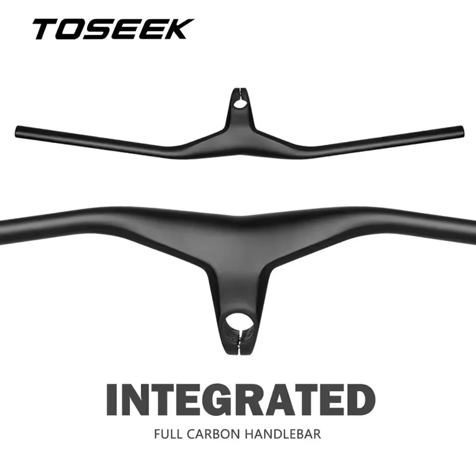 

Черный матовый карбоновый руль T800 для MTB велосипедов, интегрированный руль-вынос -17 градусов, цельный руль для горного велосипеда, запчасти для велосипедов