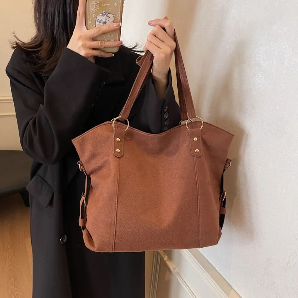 Fashion Large Capacity Suede Tote Bag Solid Color Casual Women's Crossbody Bag Commuting Shopper Travel Handbags Lady