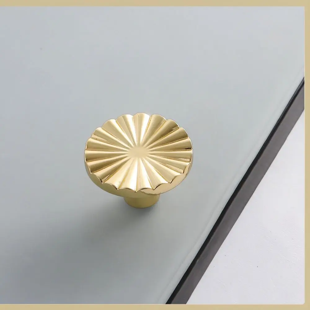 Minimalist Round Cabinet Knobs Brushed Gold Furniture Pulls Solid Zinc Alloy Drawer Handles For Modern Kitchen Wardrobe Hardware