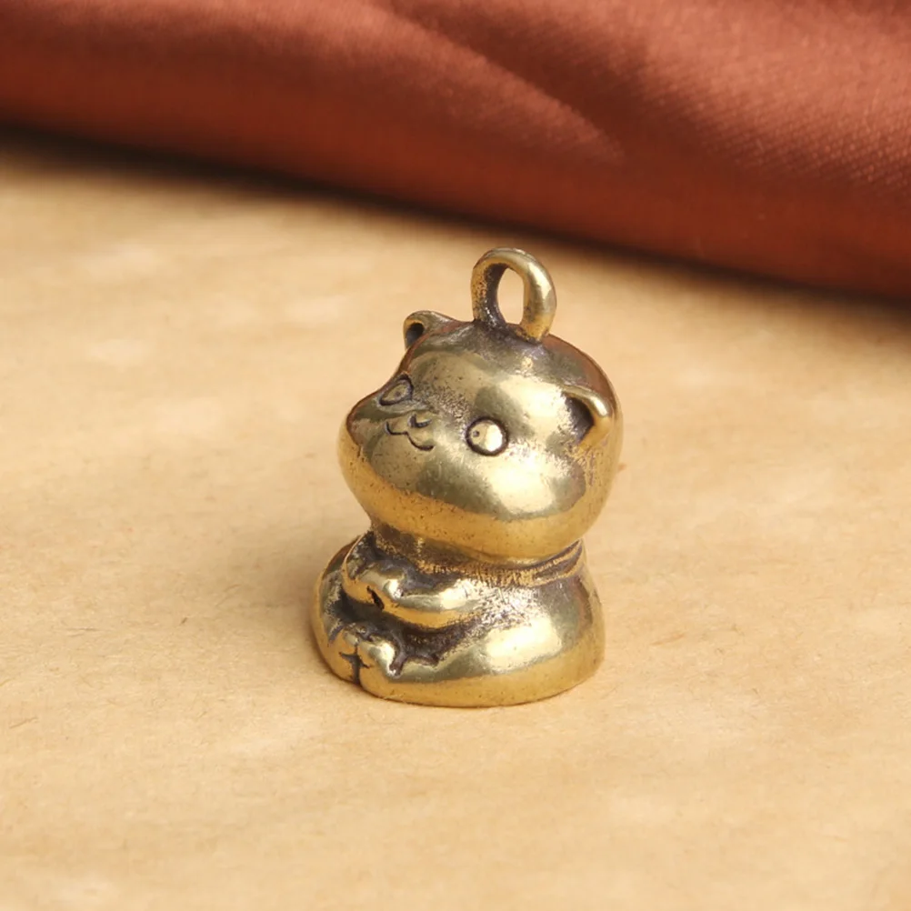 

3pcs Lucky Cat Keychain Vintage Decor Pendant Brass Small Craft Hanging Cat Shaped DIY Retro Keyholder Jewelry Accessories