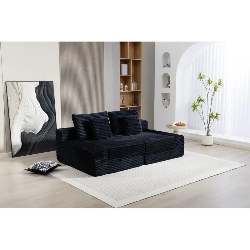 سرير أريكة صالة سروال قصير حديث، أريكة سحابة منجدة مع مقعد عميق، لا حاجة إلى تجميع، مقعد أنيق للنوم