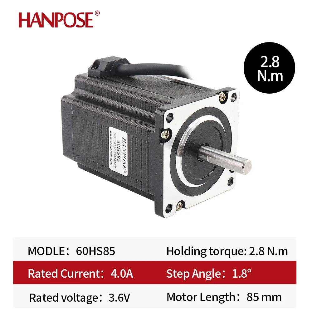 60 Stepper Motor  2.8N.M 4.0A 1.8 degree Nema24 Stepper Motor 60HS85 motor 4-lead for Various instrument accessorie