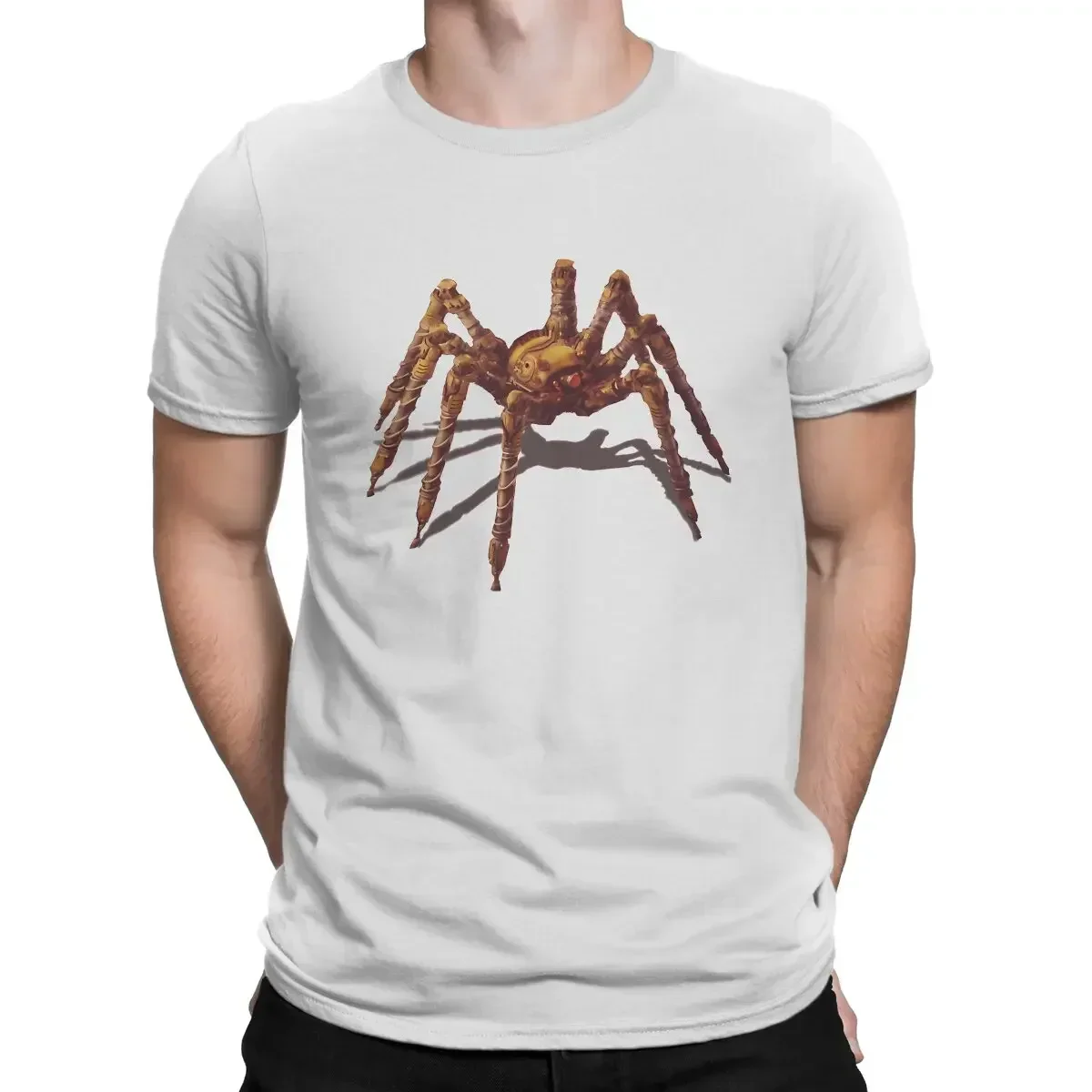 Spidertron Men T Shirt Factorio Game Fun Tees Short Sleeve Crew Neck T-Shirts 100% Cotton Unique Clothes Men Collar Pure Cotton