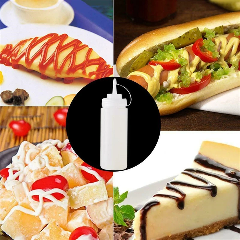 5X 240ML Ketchup Squeeze Bottles Squeezy Sauce Bottle Mayo Oil Dispenser Bottles - Detail 1
