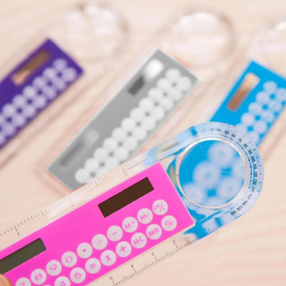 Calculadora Universal Multifuncional e Conveniente, Régua Solar Transparente com Lupa, Suprimentos Estudante