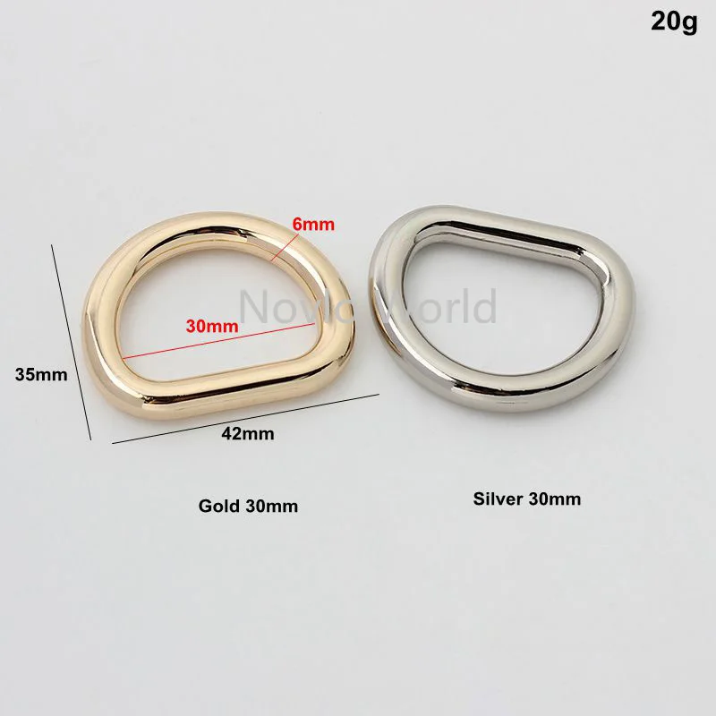 10-50pcs 6.0mm wire 30mm 33mm zinc alloy polished die-casting round edge d ring for cross body bag woman wholesale price